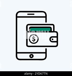 digital wallet icon vector art image. Stock Vector