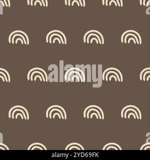 Seamless pattern with boho rainbows in brown and beige Stock Vector