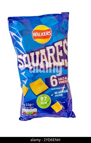 A multipack bag of Salt & Vinegar flavour Walkers Squares, a potato snack. Stock Photo