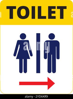 Women and men colored bathroom banner on a blue background Stock Vector