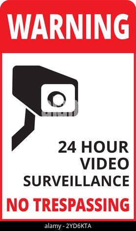 24 hour video surveillance banner on a white background Stock Vector