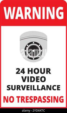 24 hour video surveillance banner on a white background Stock Vector