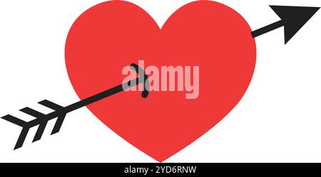 Heart with arrow icon in flat style. Valentines day vector illustration on isolated background. Amour sign business concept. Stock Vector