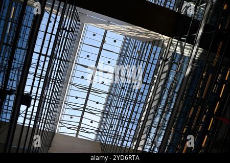 Glass ceiling in a modern office building Stock Photo