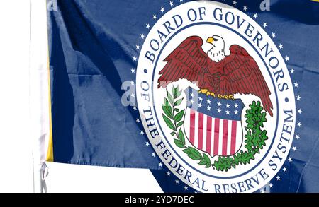 Close-up of the Federal Reserve flag. inflation. Rising interest rate conceptual image Stock Photo