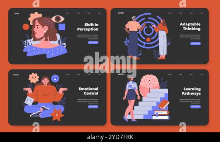 Mind experience processes vector illustration. UX, UI onboarding mobile ...