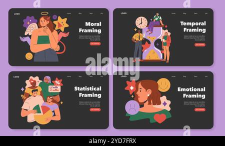 Cognitive Framing concept. Illustration of various cognitive biases and ...
