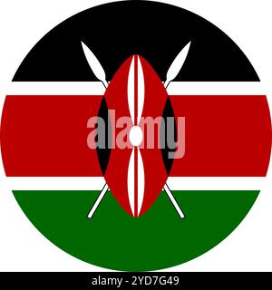 Kenya Circle Flag, Circle Flag of Kenya, Vector Images Stock Vector