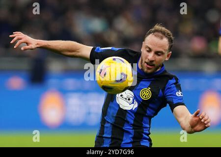 Milan, Italia. 04th Mar, 2024. Inter's Carlos Augusto in action during the Serie A soccer match between Inter and Genoa at the San Siro Stadium in Milan, north Italy - Monday, March 04, 2024. Sport - Soccer . (Photo by Spada/LaPresse) Credit: LaPresse/Alamy Live News Stock Photo