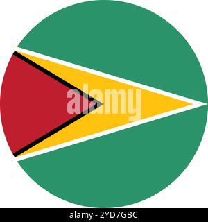 Guyana Circle Flag, Circle Flag of Guyana, Vector Images Stock Vector