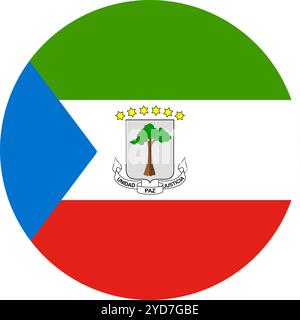 Equatorial Guinea Circle Flag, Circle Flag of Equatorial Guinea, Vector Images Stock Vector