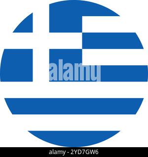 Greece Circle Flag, Circle Flag of Greece, Vector Images Stock Vector