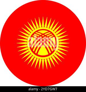 Kyrgyzstan Circle Flag, Circle Flag of Kyrgyzstan, Vector Images Stock Vector
