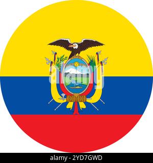 Ecuador Circle Flag, Circle Flag of Ecuador, Vector Images Stock Vector