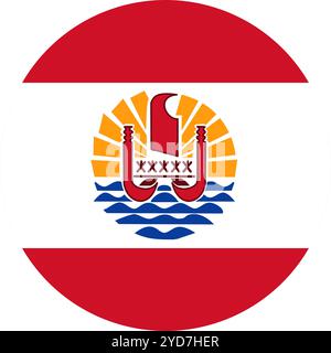 French Polynesia Circle Flag, Circle Flag of French Polynesia, Vector Images Stock Vector