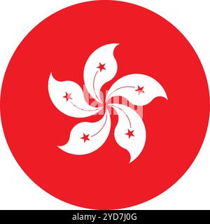 Hong Kong Circle Flag, Circle Flag of Hong Kong, Vector Images Stock Vector