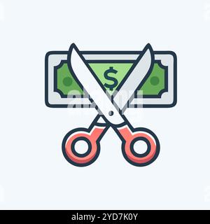 Budget Cut icon vector art image. Stock Vector