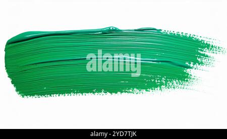 Abstract shape created on a white canvas with thick green acrylic paint brushstrokes Stock Photo