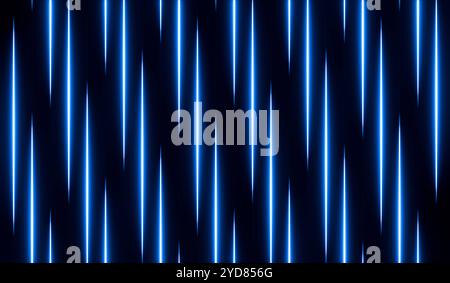 Symmetrical neon line pattern, illuminated in blue. Symmetrical neon line pattern, illuminated in blue. Lines moving up, abstract shape. img abstract005s16 background neon stripes pattern blue Stock Photo