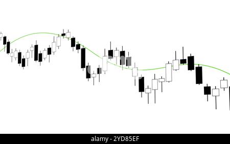 Green Candle Stick Chart Moving Up, Stock Market And Exchange. Green 