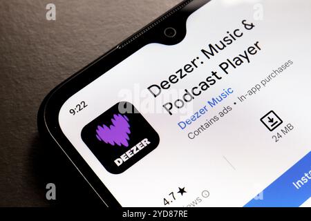 In this photo illustration, the Deezer logo is seen displayed on a ...