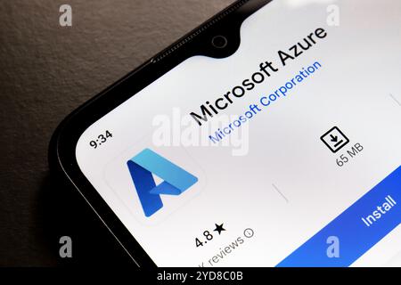 October 25, 2024, Brazil. In this photo illustration, the Microsoft Azure app logo is displayed on a smartphone screen Stock Photo