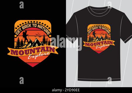 Best Mountain Hiking And Adventure T-shirt Designs for Outdoor Camping, and Nature Lovers Stock Vector