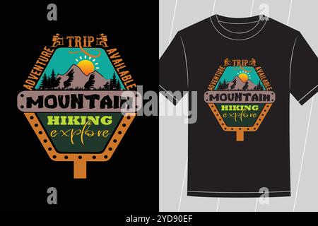 Best Mountain Hiking And Adventure T-shirt Designs for Outdoor Camping, and Nature Lovers Stock Vector