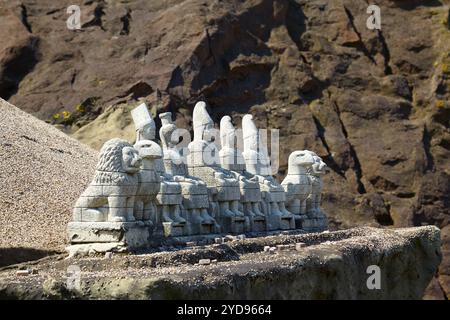 Miniaturk, Istanbul. A reconstruction of huge statues of Gods on the Mount Nemrud, Turkey Stock Photo