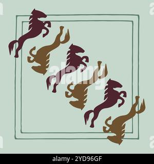 Ethnic patterns. Traditions of nomads, Kazakh steppes, Asian Mongolian Caucasus Stock Vector