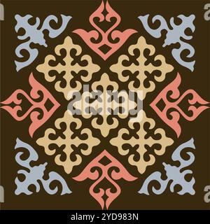 Ethnic patterns. Traditions of nomads, Kazakh steppes, Asian Mongolian Caucasus Stock Vector