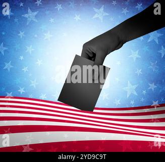 US Election vote and United States Elections with stars and stripes as an American presidential campaign and symbol of USA patriotism and USA voter vo Stock Photo