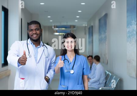 Portrait of Doctors and medical students with various gestures to prepare for patient care Stock Photo