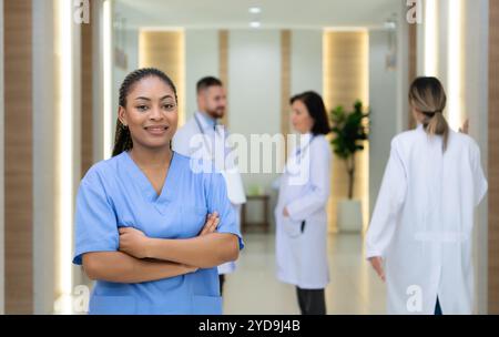 Portrait of Doctors and medical students with various gestures to prepare for patient care Stock Photo