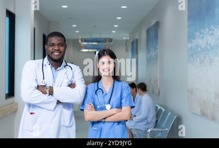 Portrait of Doctors and medical students with various gestures to prepare for patient care Stock Photo