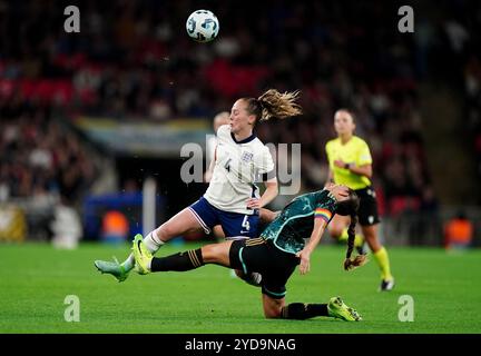 England's Keira Walsh (left) and Germany's Elisa Senss battle for the ...