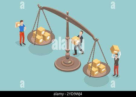 3D Isometric Flat  Conceptual Illustration of Pros and Cons, Advantages vs Disadvantages 3D Isometric Flat  Conceptual Illustrat Stock Photo