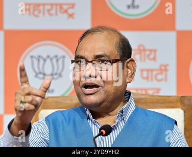 Mumbai, India. 25th Oct, 2024. MUMBAI, INDIA - OCTOBER 25: Retd Director General of Police of Uttar Pradesh and BJP Rajya Sabha MP Braj Lal addressing press conference at World Trade Centre on October 25, 2024 in Mumbai, India. (Photo by Anshuman Poyrekar/Hindustan Times/Sipa USA) Credit: Sipa USA/Alamy Live News Stock Photo