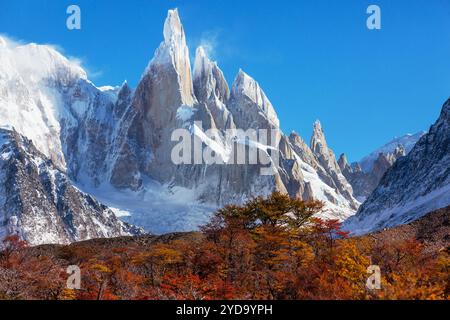 Cerro Torre on the Argentinian-Chilean border is one of the most beautiful peaks in the world Stock Photo