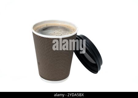 Disposable paper coffee cup on white background Stock Photo