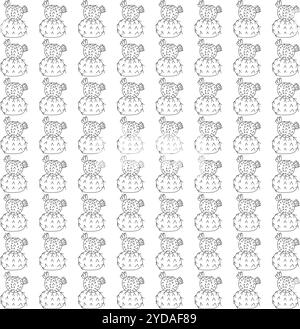 Big cactus with two flowers in doodle style. Simple seamless pattern. Vector illustration. Stock Vector