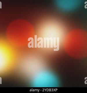 Grainy background with colorful bokeh lights creating a festive mood Stock Photo