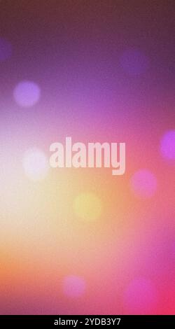 Grainy textured background with colorful bokeh lights forming an abstract design Stock Photo