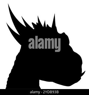Fierce isolated vector dragon head silhouette. Stock Vector