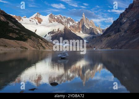 Cerro Torre on the Argentinian-Chilean border is one of the most beautiful peaks in the world Stock Photo