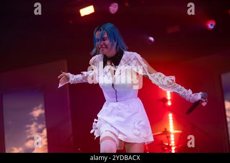 Naples, Italy. 25th Oct, 2024. Rosa Luini aka Rose Villain performs live at Casa della Musica for the Radio Sakura Winter Tour in Naples-Italy, October 25, 2024 (Photo by /Sipa USA) Credit: Sipa USA/Alamy Live News Stock Photo