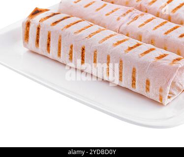 Tasty doner kebab on white background Stock Photo