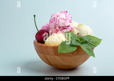 Balls of homemade assorted ice cream. Stock Photo