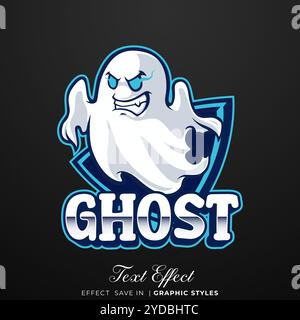 ghost E-sport mascot logo design Stock Vector