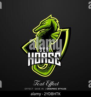 sea horse E-sport mascot logo design Stock Vector